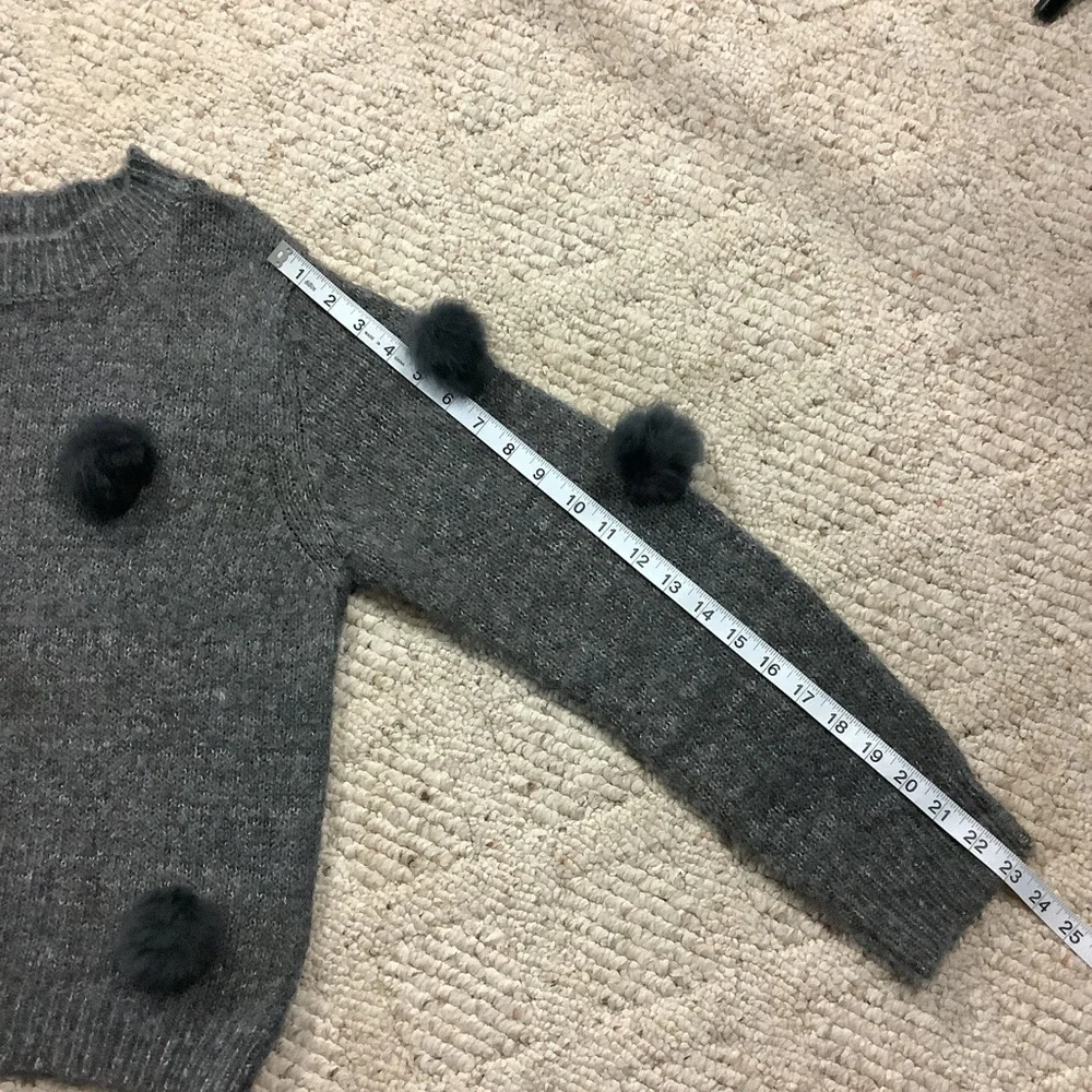 Cliche’ Pom Pom Gray Marled-Knit Wool Sweater 185